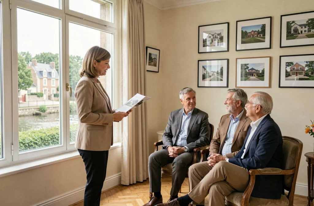 Conseillère de l'agence DIFIM à L'Isle-Adam présentant des opportunités d'investissement immobilier à des clients