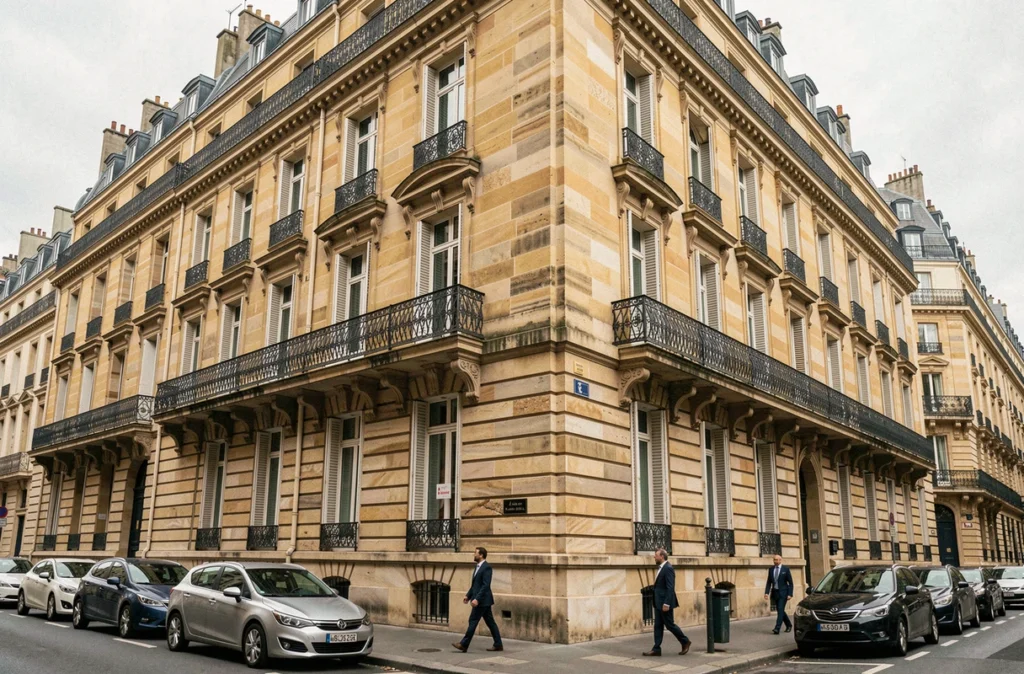 Immeuble haussmannien parisien représentant le patrimoine immobilier collectif des SCPI et la gestion locative