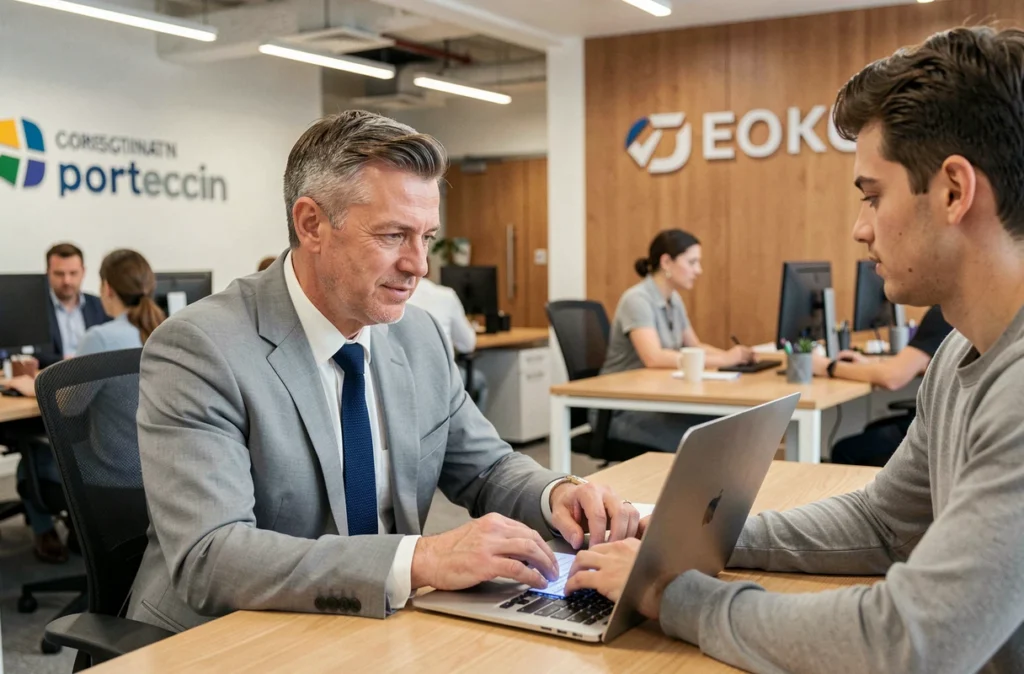 Conseiller Vousfinancer Pays de la Loire accompagnant un jeune entrepreneur dans une demande de financement